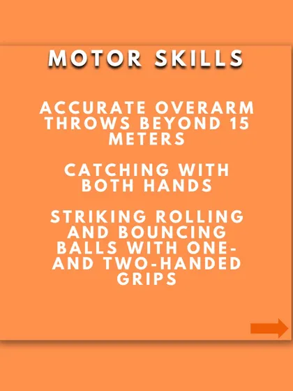 We track motor skills development, such as accurate overarm throws and the ability to strike moving balls with different grips. This ensures a well-rounded athletic base.