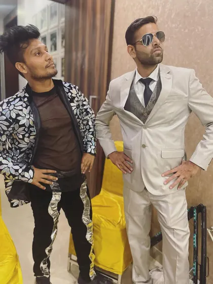 Sharing a fun pose with the talented mimicry artist and comedian Vikalp Mehta during a show in Mumbai.