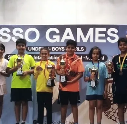All the winners on the podium at the ISSO Games, with our player Zidan Shaikh among them.