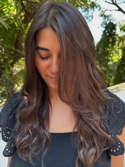 A portrait of the bride-to-be, looking radiant.