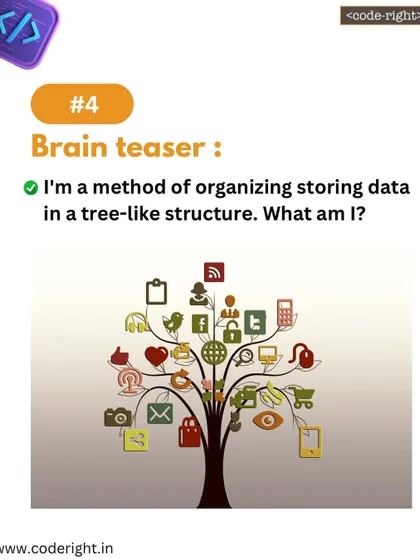 Brain Teaser: I'm a method of organizing and storing data in a tree-like structure. What am I? This puzzle reinforces the concept of hierarchical data.