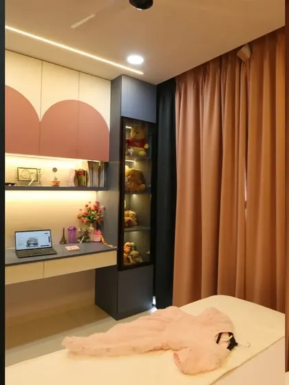 Another view of the study nook, showing how we integrate functional spaces into our themed designs without compromising on style.