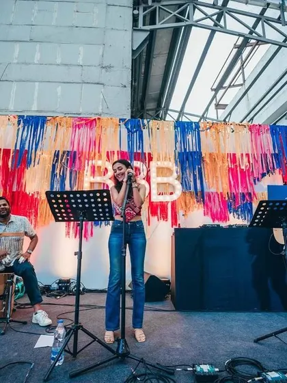 Performing with my trio, including a guitarist and a cajon player. This setup is perfect for adding a rhythmic, groovy feel to any intimate event.