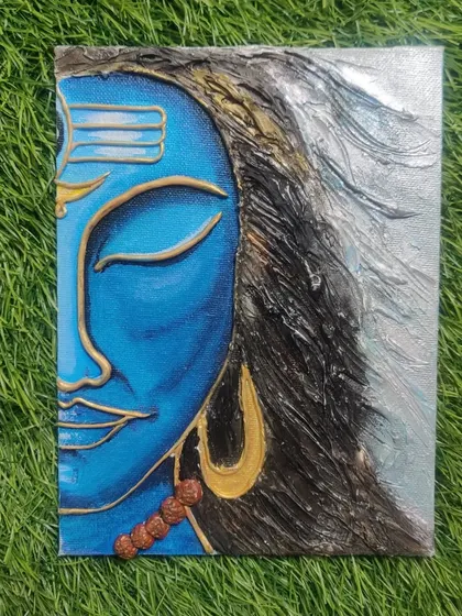 A close-up of my Shiva texture painting, available for custom orders.