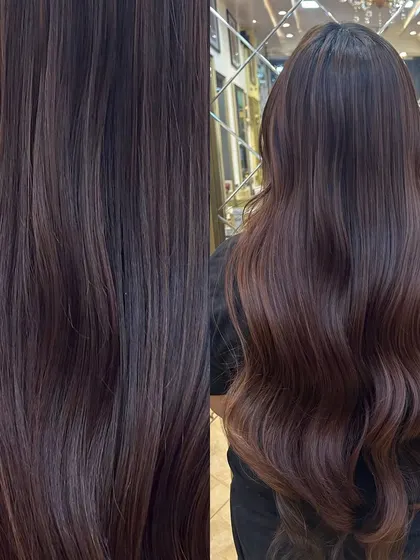 A close-up and full view of our global Cinnamon Brown color. This shade is a perfect match for Indian skin tones.