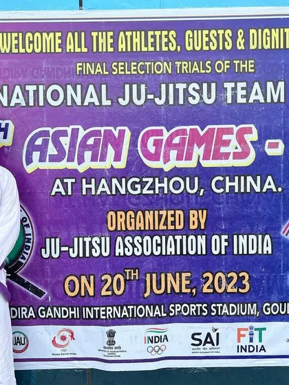 Our instructor standing proud at the Asian Games selection trials. It's another shot at a goal five years in the making, and we are behind him all the way.