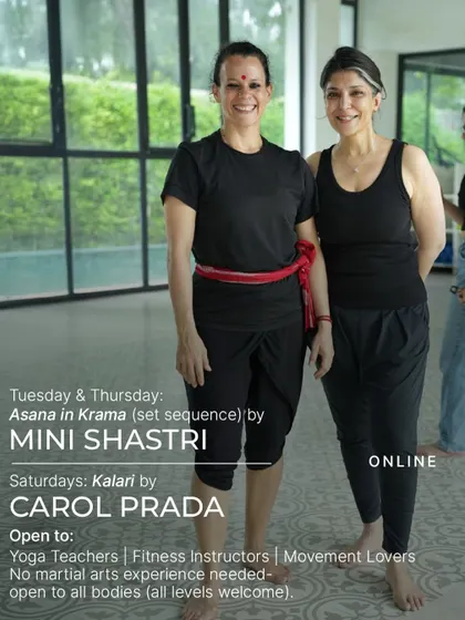 Announcing an online collaboration blending Asana in Krama with Kalari. These virtual workshops are open to all levels, from yoga teachers to movement lovers, with no prior experience needed.