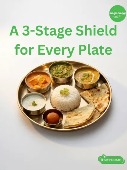 A balanced thali is a cornerstone of Indian workplace lunches. This is an example of a perfectly portioned meal, featuring a variety of dishes that offer a complete nutritional profile, combining taste with health.