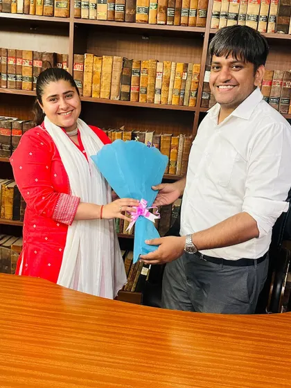A colleague congratulating me on my appointment as a Panel A counsel for the Union of India, a significant milestone in my Supreme Court practice.