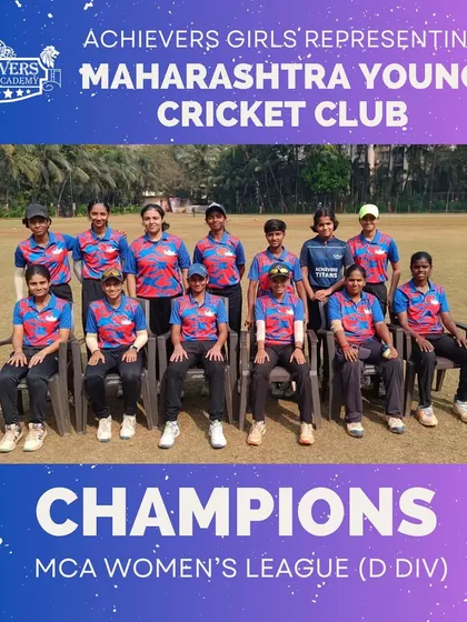 Champions! Our girls' team representing Maharashtra Young Cricket Club, crowned winners of the MCA Women's League (D Division).