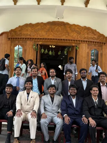 The whole group looking sharp and happy. Renting suits is a great and affordable option for student events like farewells and graduations.