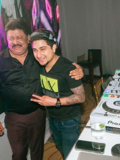Posing with a happy family member at the Phuket wedding. Making sure the family has an unforgettable time is a huge part of my job as a wedding DJ.