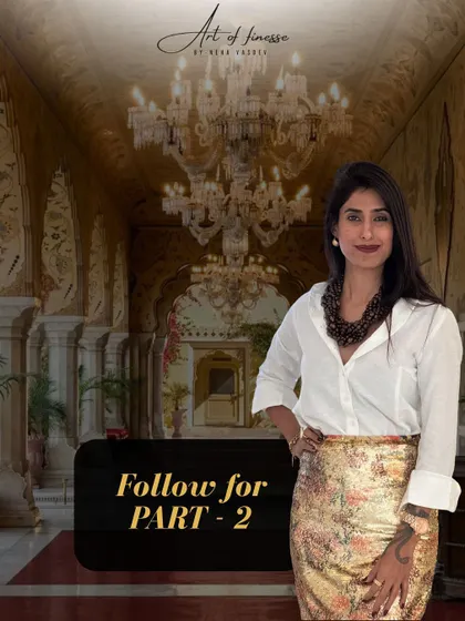 This image, featuring me in a chic white shirt and sequin skirt, serves as a follow-up prompt for part two of my 'The Royals' style breakdown, inviting my audience to stay tuned for the men's edition.
