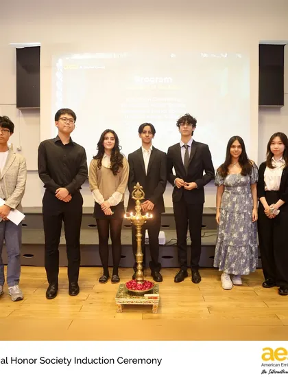 Our newest National Honor Society inductees stand proudly together. Membership is one of the highest honors awarded to high school students, recognizing their comprehensive achievements.