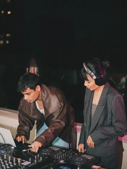 DJs Abhinav and Jane playing a back-to-back set. Lush Loft is a space for collaboration, where artists can experiment and create something new together on the decks.