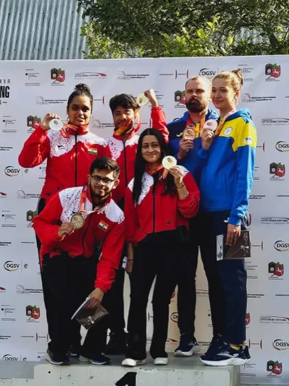 We congratulate our athlete Natasha Joshi on her success at the World Deaf Shooting Championships in Germany. Here she is on the podium after winning a Silver Medal in the Mixed Team event and a Bronze in the individual event.