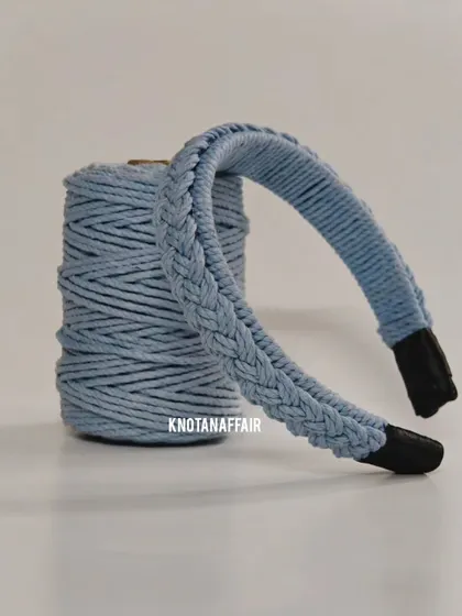 Here is the same braided macrame hairband design in a lovely denim blue color. These are made with soft cotton cords and are very comfortable to wear.