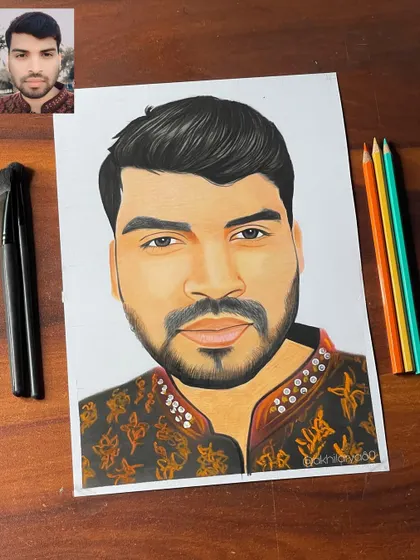 This A4 colored pencil portrait was a commission for a client in Saudi Arabia. I focused on the detailed pattern of his traditional collar.