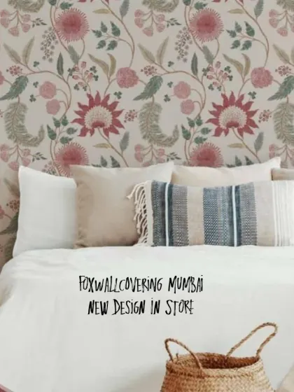 A new Sanganeri-inspired floral block print design in my store. The soft pink and green tones on a neutral background make it a versatile choice for a warm and inviting bedroom.
