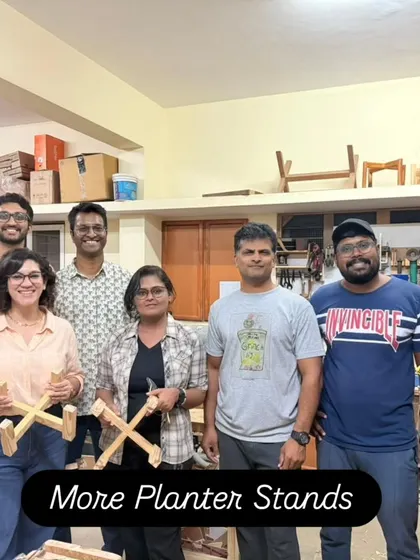 More happy students with the planter stands they built. This is a popular beginner project that teaches you how to make strong and accurate half-lap joints.