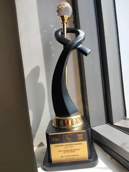 A close-up of my 'Best Skincare Brand of the Year' award. A proud moment for Glow with Ani.