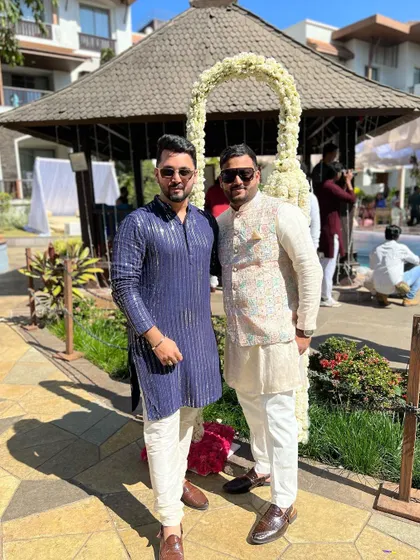 A classic pose with the groom. My goal is to make sure the groom and his side are just as prepared and stylish as the bride's side.