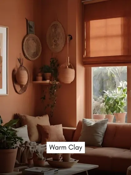 Warm clay and terracotta tones are making a comeback, bringing an earthy, grounded, and cozy feel to interiors. These colors are perfect for creating a welcoming and soulful space.