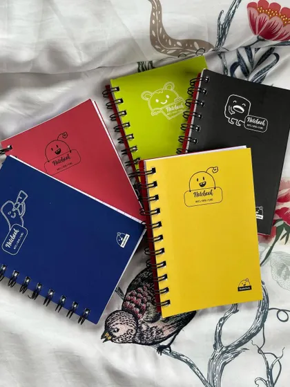 All five designs of my 6x4 inch notebooks, perfect for carrying in a bag or purse.