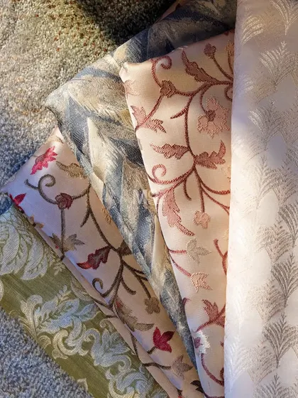 A selection of our curtain fabrics, featuring intricate jacquards and graceful florals. This collection offers the perfect balance of pattern and texture to add warmth to any room.