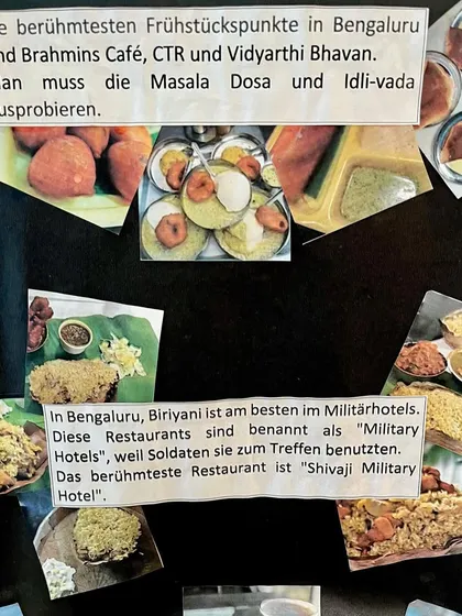 A student's project on Bangalore's food scene, written entirely in German. This is a perfect example of applying language skills to a topic of personal interest.