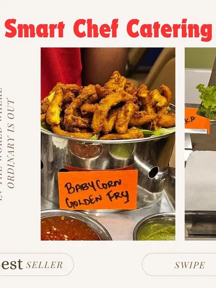 Our best-selling Baby Corn Golden Fry, a crispy and addictive starter that is perfect for pass-around service at any event.