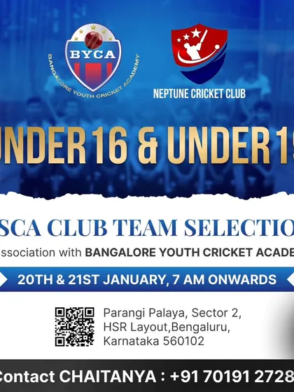 Your chance to join the team. We regularly host selection trials for prestigious club teams like the KSCA, in association with our Bangalore Youth Cricket Academy.