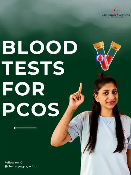 This is the first of a series explaining the essential blood tests for a PCOS diagnosis. Early diagnosis is crucial. I'm pointing to the tests that check hormone levels, thyroid function, blood sugar, and more.
