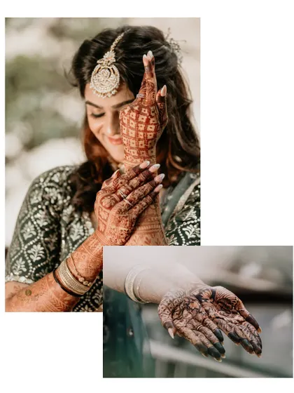 A diptych focusing on the bride's beautiful mehndi design. We love capturing these intricate details that are such an important part of the wedding tradition.