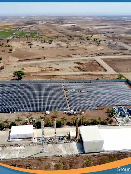 A ground-mounted on-site solar plant, demonstrating our flexibility in designing solutions based on available land and client requirements. We offer a range of on-site options to fit diverse industrial needs.