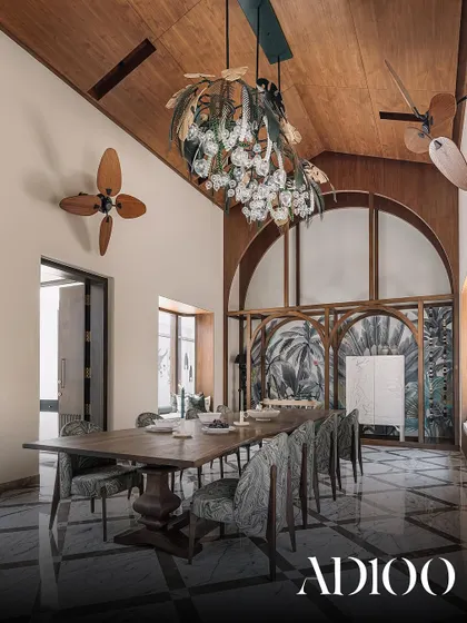 A shot of a dining room from one of our projects, as featured in AD100.