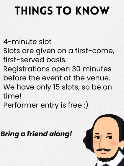 Things to know for our Spill Poetry Open Mic. We keep it simple: 4-minute slots, first-come, first-served.