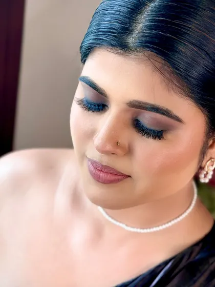 A classic smokey eye look. This close-up shows the beautiful blending of dark eyeshadows for a look that is intense yet soft.