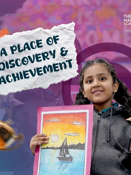 A place of discovery and achievement. This student proudly holds her award-winning painting, a symbol of the artistic talent we foster.