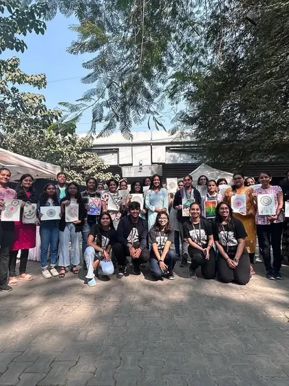A group photo from the CIRKALA mandala art competition at COEP. It was an honor to judge the event and meet so many talented young artists.