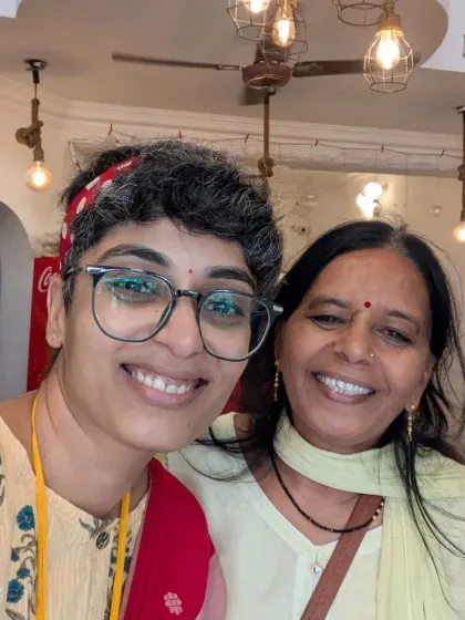 Another happy moment with an attendee. These personal interactions are the heart of the Poha-Jalebi Club, making everyone feel welcomed and valued.