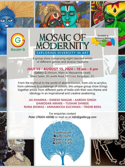 The invitation to 'Mosaic of Modernity,' a group show bringing together artists from different parts of India with their own unique themes and ideologies.