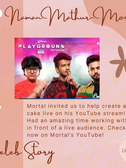 A "Celeb Story" highlight of my live collaboration with Mortal, where we created a custom 3D cake for his massive YouTube audience.