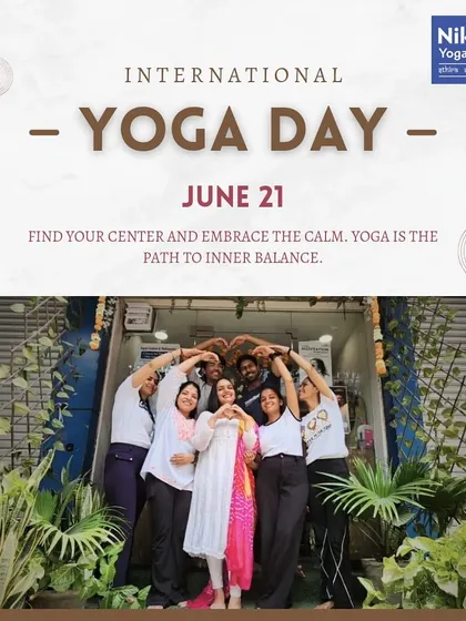 Our poster for International Yoga Day, inviting everyone to find their center and embrace the calm with our community.