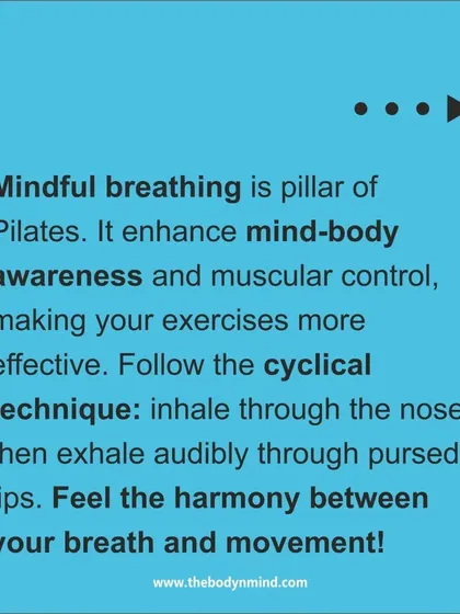 Mindful breathing is a pillar of Pilates. It enhances the mind-body connection and muscular control, making your exercises more effective and promoting a sense of harmony between breath and movement.