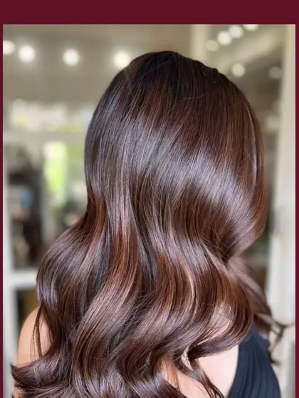 The shine on this rich chocolate brown hair is undeniable. A good quality global hair colour not only changes your look but also improves the texture and gloss of your hair.