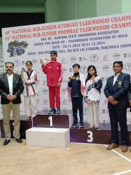 A wide shot of the podium at the national sub-junior championship. My student Naysha made our academy proud.