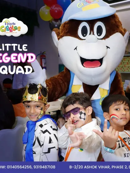 The Little Legend Squad, featuring Mr. Giggles and his cool friends. Face paint, crowns, and fun shades make for an epic day of play.