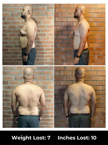 Arun's 6-week journey at our JP Nagar branch resulted in a 7 kg weight loss and a 10-inch reduction. He put in the work, and the results are a testament to his dedication.