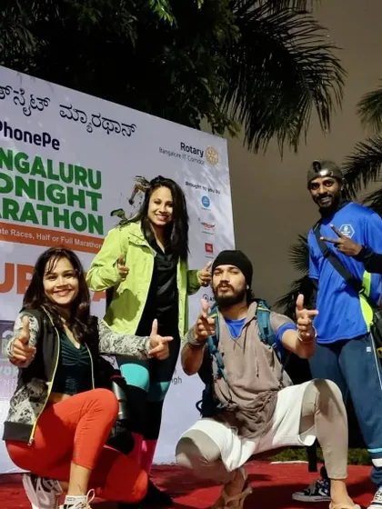A wonderful moment with fellow instructors at the Bengaluru Midnight Marathon. Events like these bring the fitness community together and create an amazing experience for everyone.
